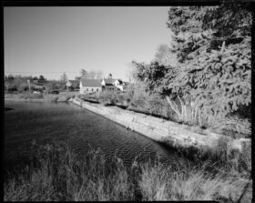 Whiting Mill Pond Dam upstream face. HABS/HAER photography